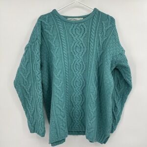 Aran Crafts Ireland Womens Merino Wool Cable Knit Sweater XL Fisherman Celtic